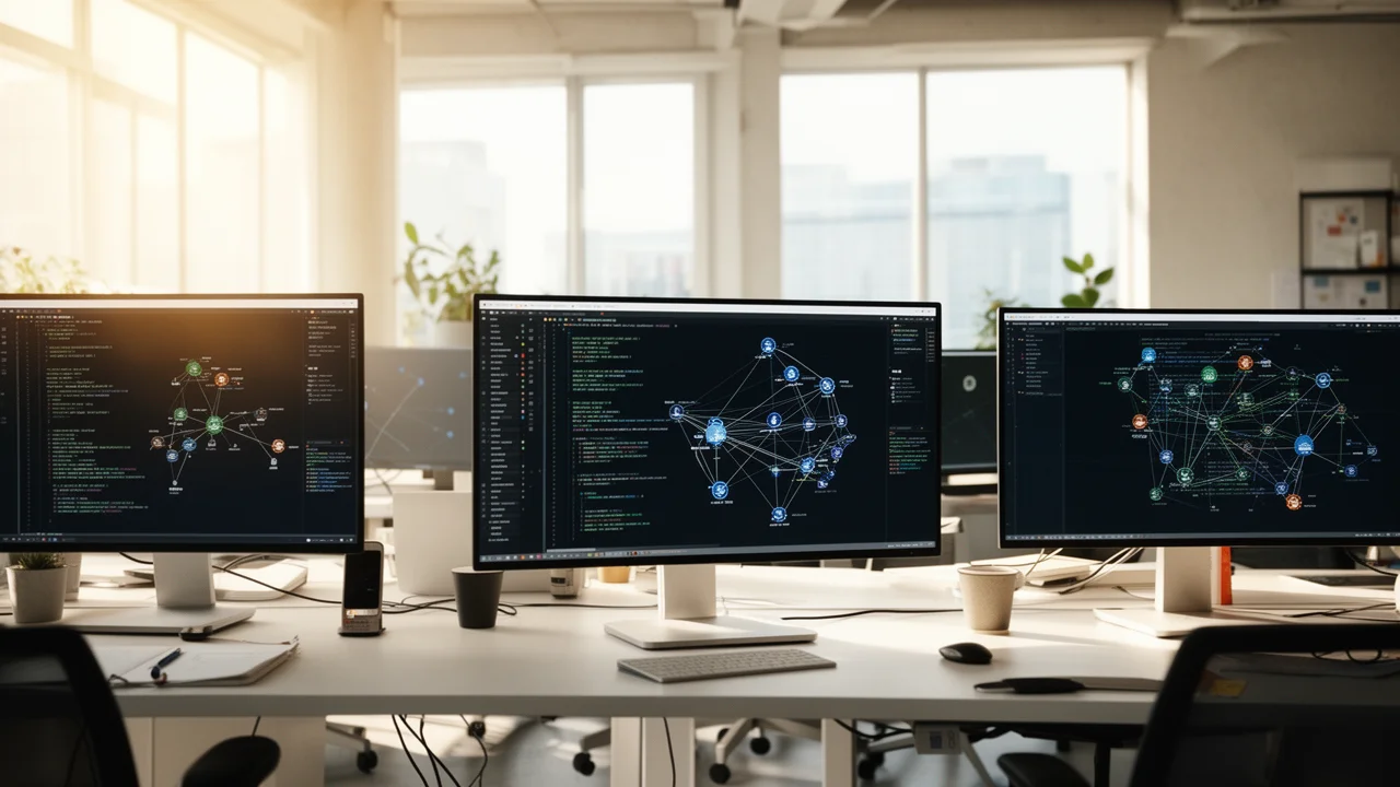 A modern, collaborative workspace representing the global team behind Turbo Subdomains, focused on developing SEO software tools.